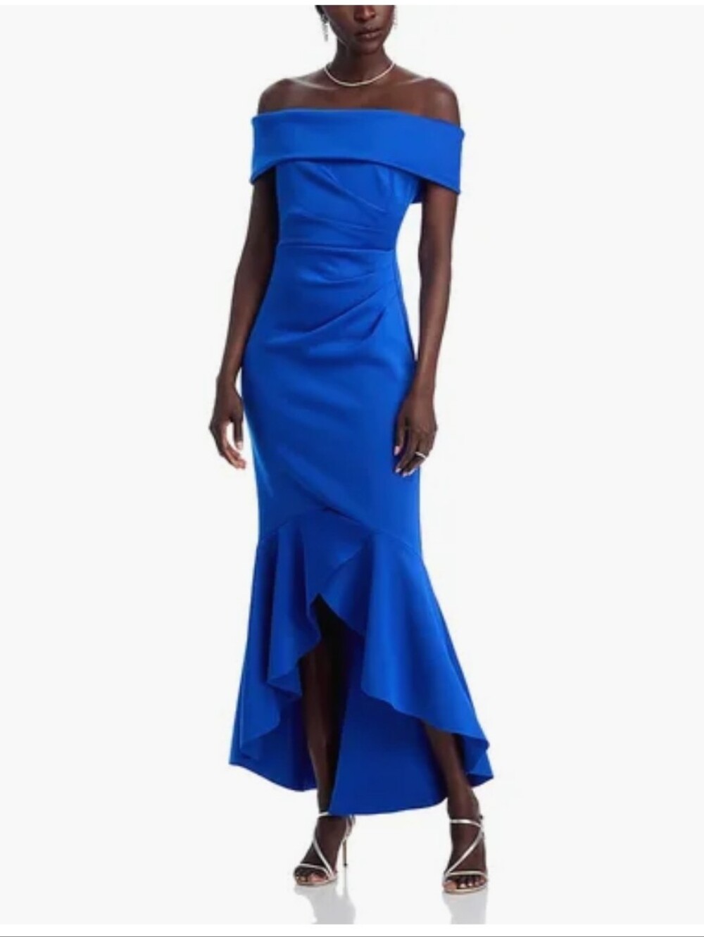 NWT Eliza J Cobalt Blue Off Shoulder Mermaid Gown Dress Size 4 $199 Party